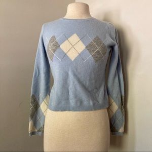 Lord & Taylor Two Ply Rhombus Argyle Pattern Cashmere Sweater Vintage